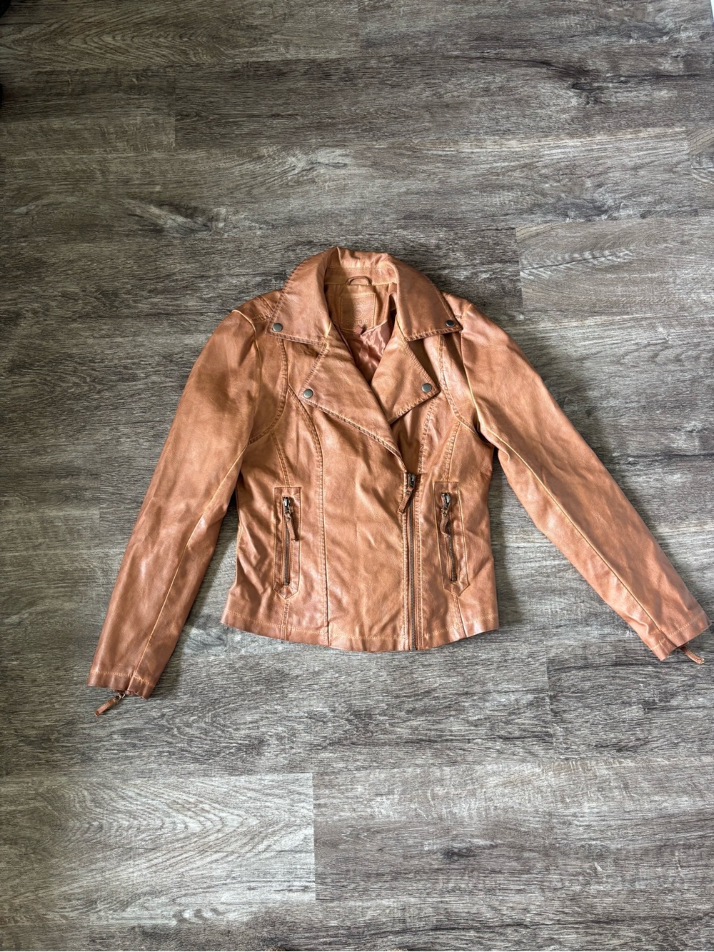 Max Studios Light Brown Faux Leather Moto Jacket